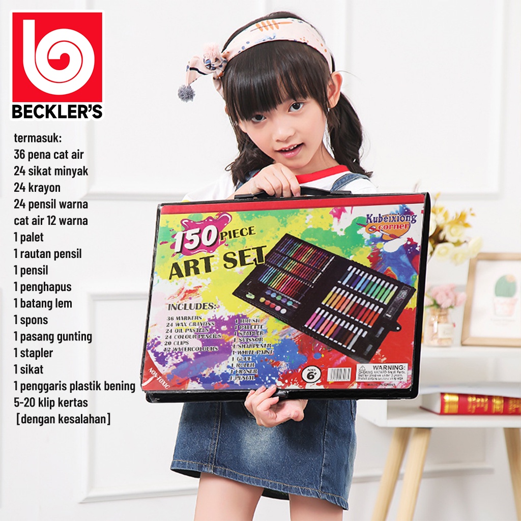 Beckler's Crayon Set 150 PCS Pensil Warna dan Alat Menggambar Berwarna Colouring