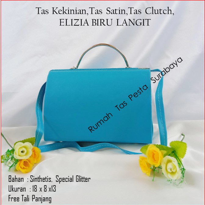 Tas Kekinian,Tas Satin,Tas Clutch,ELIZIA BIRU LANGIT