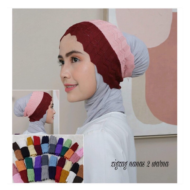 CIPUT RAJUT / INNER HIJAB BANDANA ZIGZAG 2WARNA