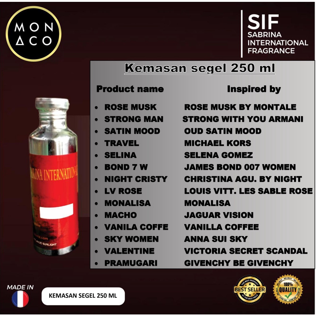 BIBIT PARFUM KEMASAN SEGEL 250 ML BY SIF - ASLI 100%