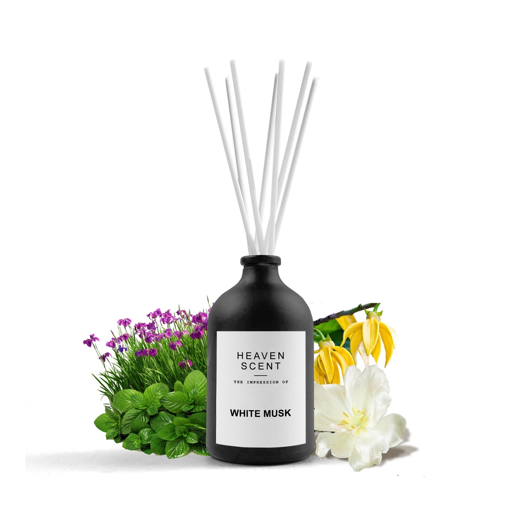 HEAVEN SCENT Luxury Reed Diffuser 100ml - Pengharum Ruangan Aromaterapi Inspired by Fragrances-Body S White Musk