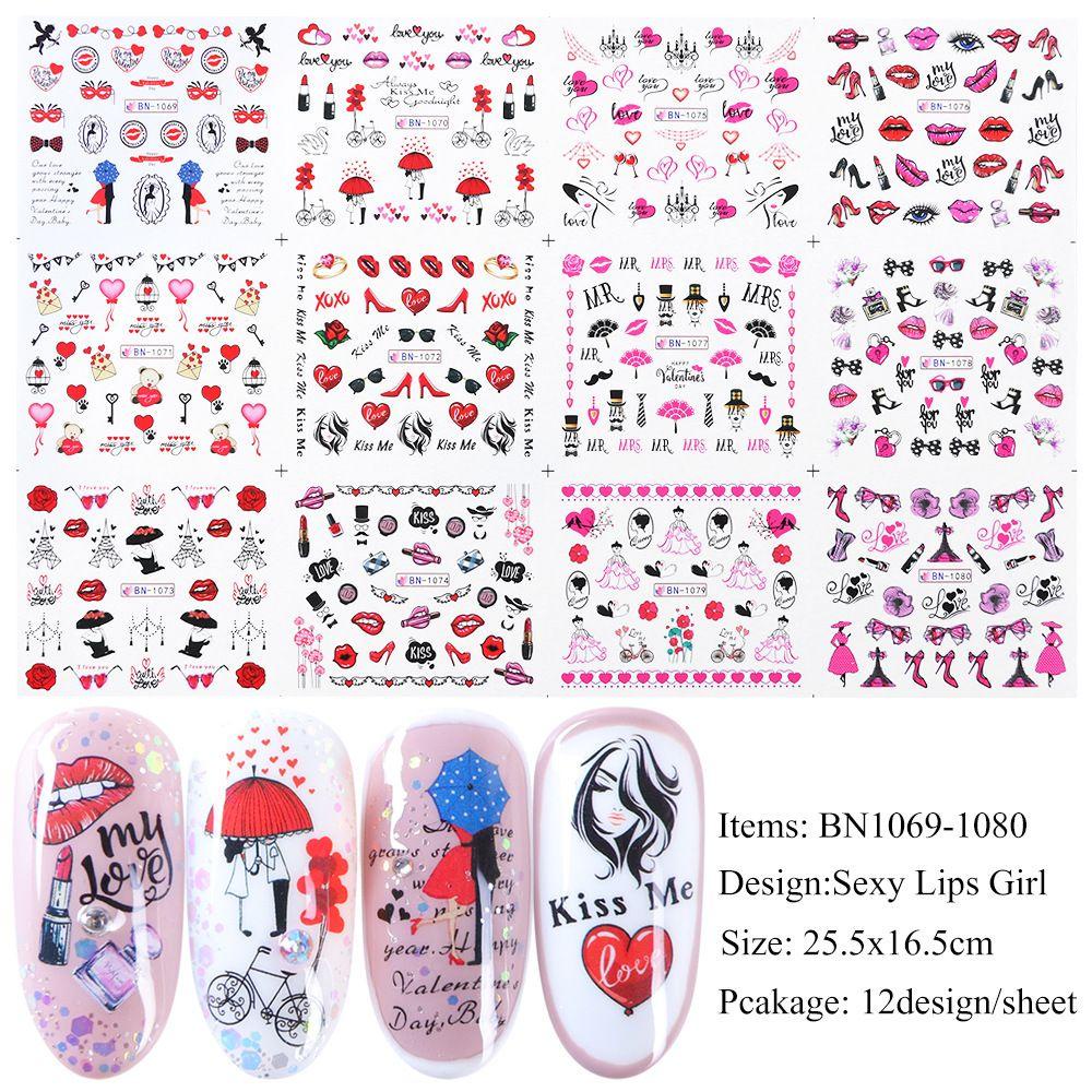 Stiker Kuku 12 Desain Bibir Sexy Untuk Manicure