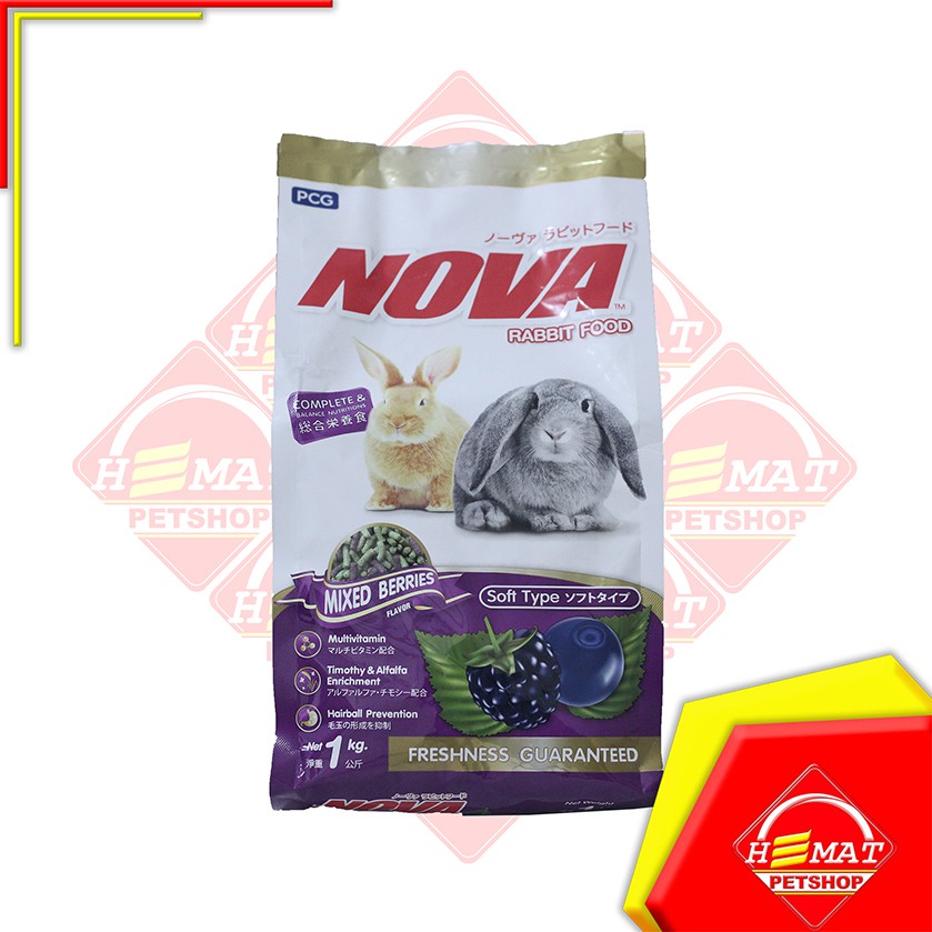 Makanan kelinci Nova rabbit food pakan pelet marmut murah 1 kg