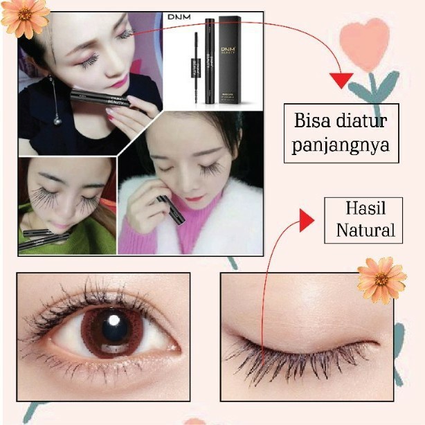 DNM Black 4D Silk Fiber Mascara Pemanjang Bulu Mata Waterproof Longlasting