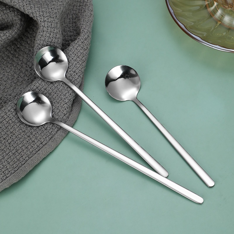 [304 Stainless Steel Small Round Spoon] [Ins Style Coffee Stirring Spoon, Fruit Yogurt Spoon] [Condiment Dessert Cake Spoon] [Kitchen Tableware]