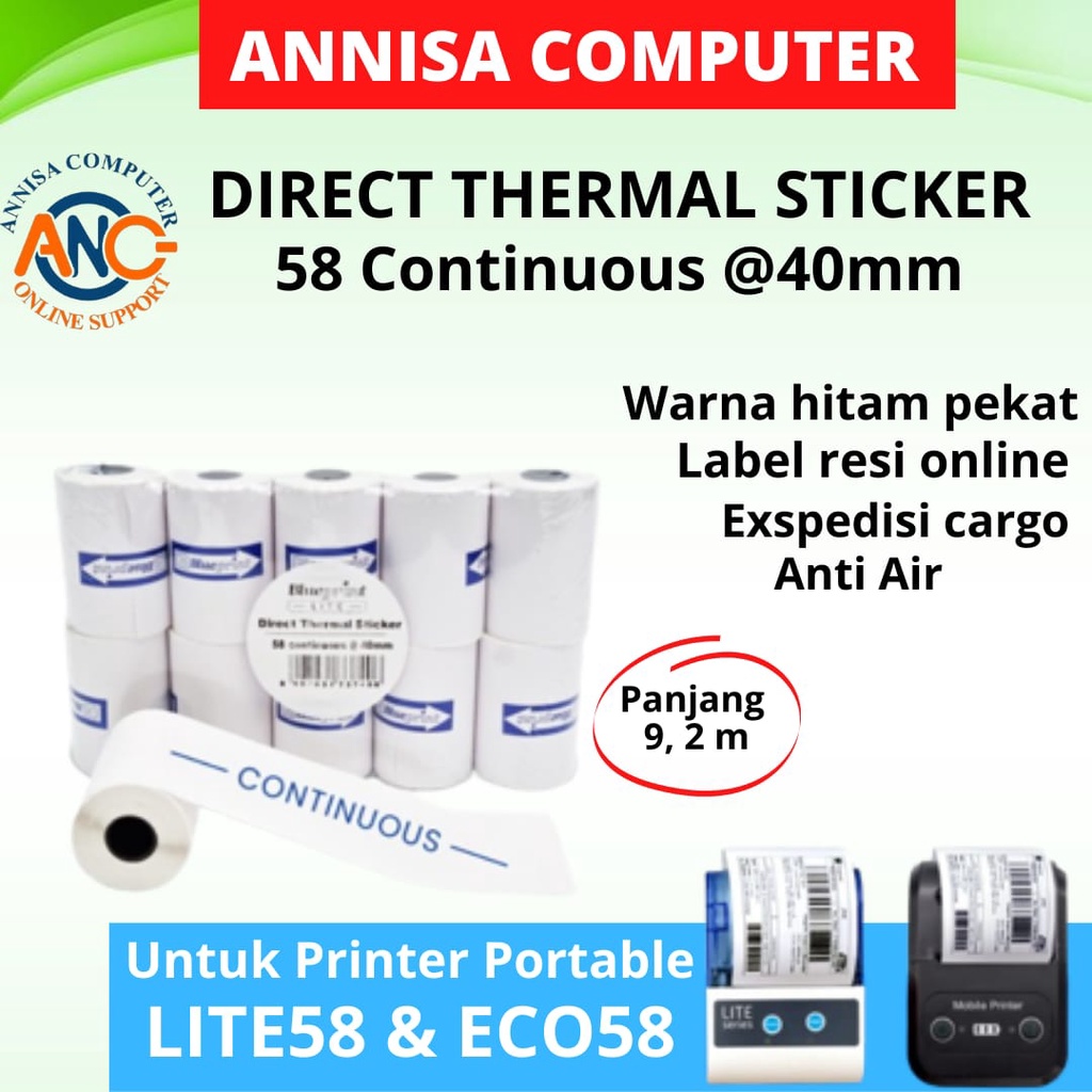 

Kertas Thermal Sticker Label BLUEPRINT 58 mm Continuous @40mm - 1 Roll