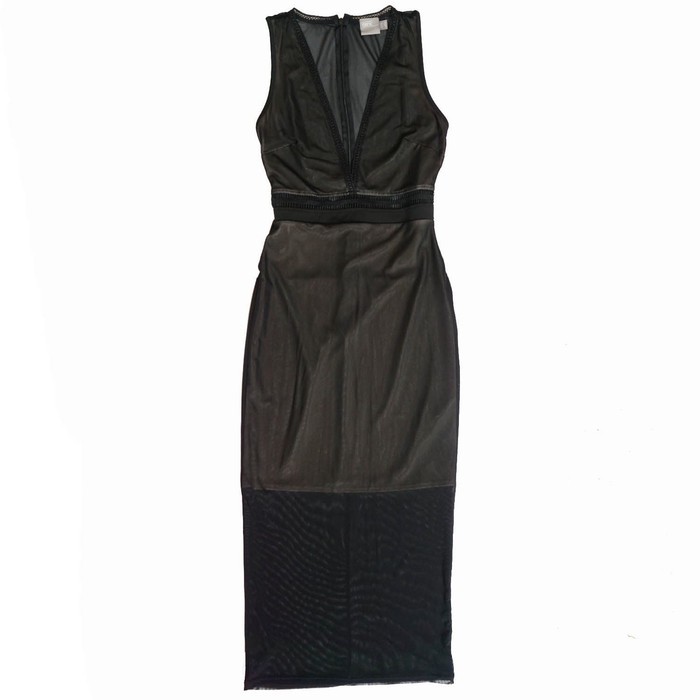 [Preloved] Asos Deep V Neck Dress Black, Size XS