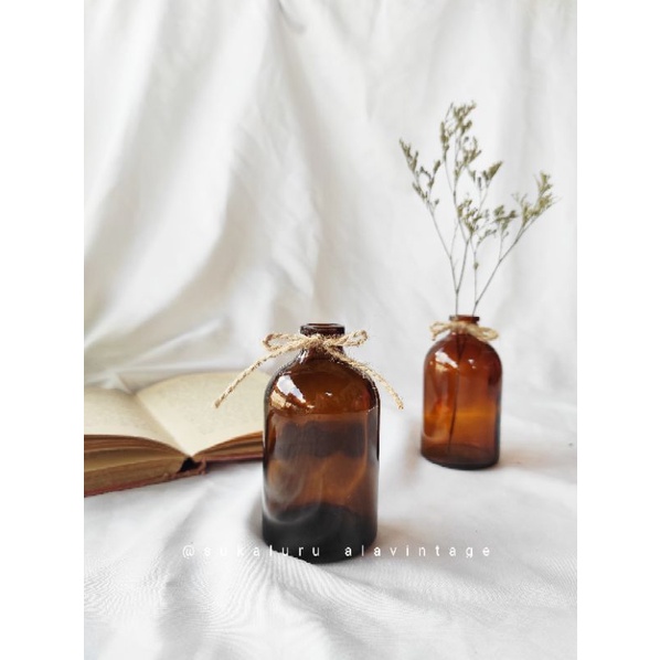 Vas Botol Kaca Coklat Mini 100ml