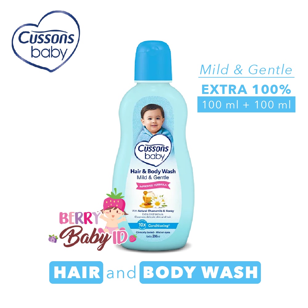 Cussons Baby Hair &amp; Body Wash Mild and Gentle Sabun Shampo Bayi 100ml Berry Mart