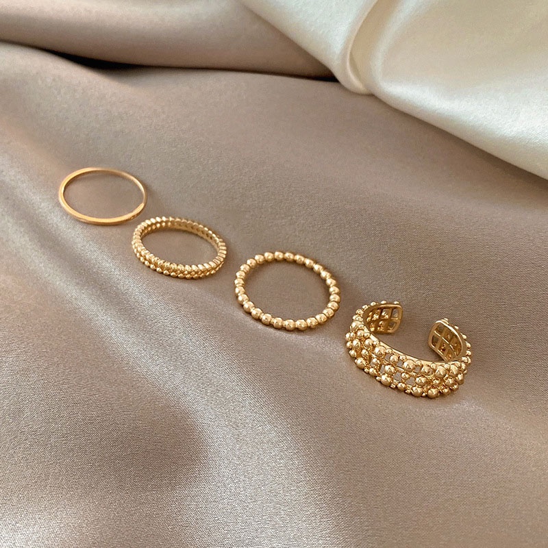 Shuling Retro Gold Color Rings Set 4 Pieces Fashion Women Ring