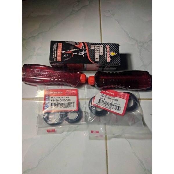 KDM_24 PAKET SEAL SHOCK PLUS SEAL ABU PLUS OLI SHOCK PRESTASI 3 ITEM