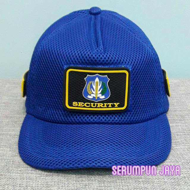 TOPI SECURITY JARING VELCRO LOGO BIRU - TOPI SECURITY 3 PATCH JARING VELCRO BIRU