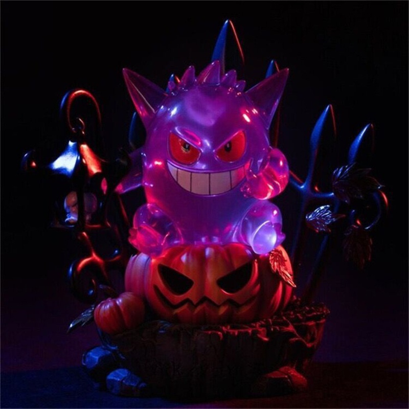 Ornamen Patung Raja Labu Gengar Halloween Bahan Resin Dengan Lampu Untuk Taman Rumah