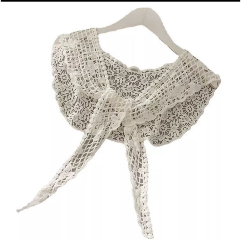 KERAH COLLAR/KERAH PALSU SEGITIGA/SCARF CAPE /SYAL RENDA BUNGA IMPORT/SYAL SELENDANG KECIL TABIR SURYA PENDEK/SYAL ROMPI KECIL-2