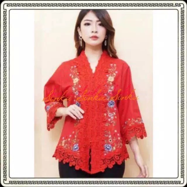 Terbaru Kebaya Alexius Katun Linen Kombinasi Brukat Premium Full Bordir Good Quality