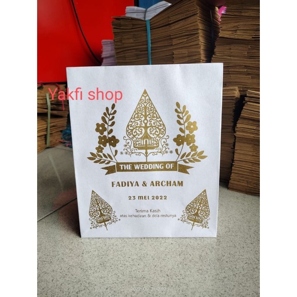 

sablon paper bag putih ukuran 20x25 white kraft custom desain