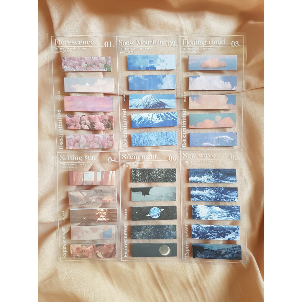 

[DUMBLE] STICKY NOTE 100 PCS/LOT AESTHETIC JOURNAL BUNGA/GUNUNG/AWAN/OMBAK/BULAN
