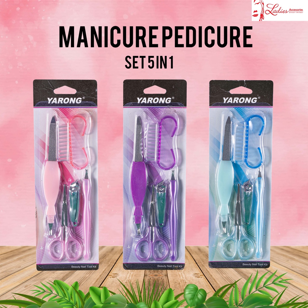 Manicure Pedicure Set 5 in 1 Sikat Gunting Kuku (A18)