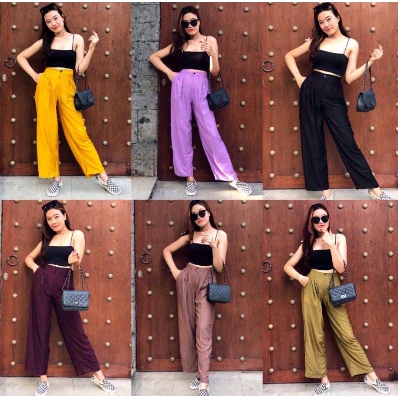 CELANA KULOT HIGHWAIST KANCING WANITA KEKINIAN MURAH BAHAN RAYON