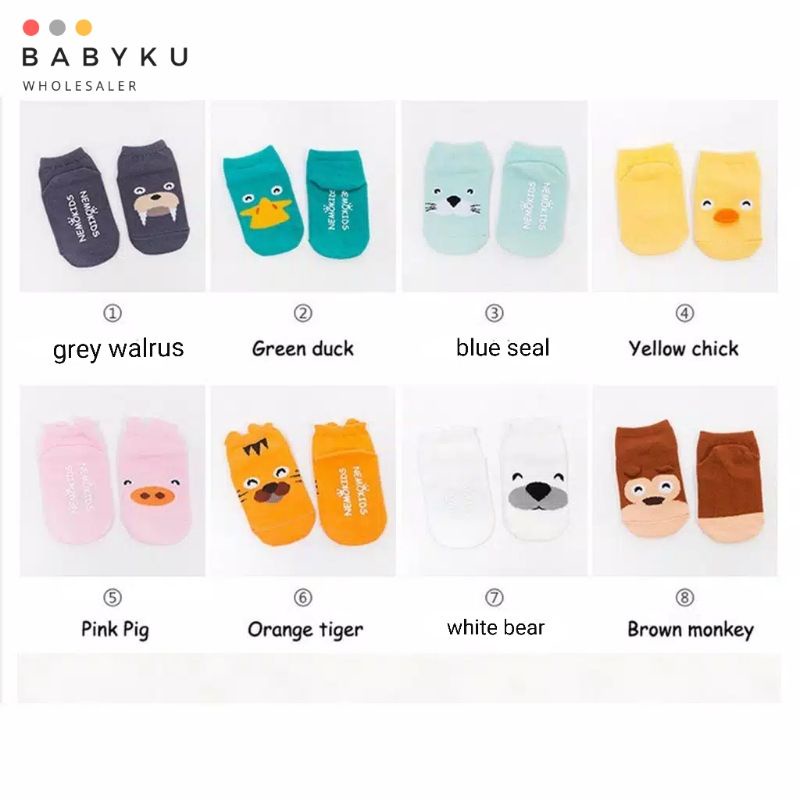 Kaos kaki bayi ada anti slip animal / kaos kaki kacakid