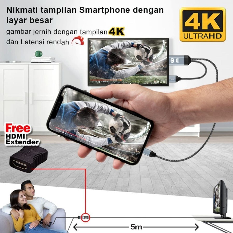 Mhl Type-c to hdmi usb adapter 2m cable PX Uhd 4k for phone-macbook-matebook MHA-200c - Hp to tv