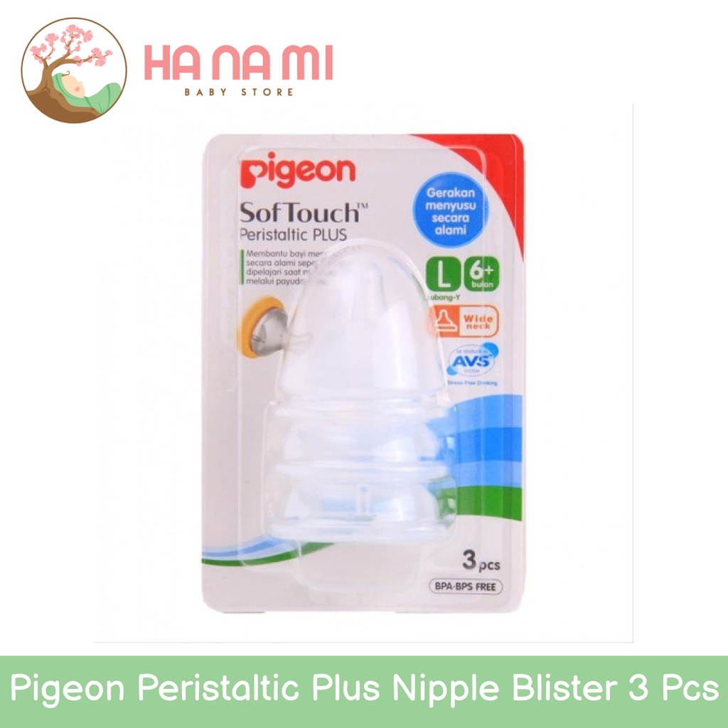 Pigeon Peristaltic Plus Nipple Blister 3 Pcs SS/S/M/L