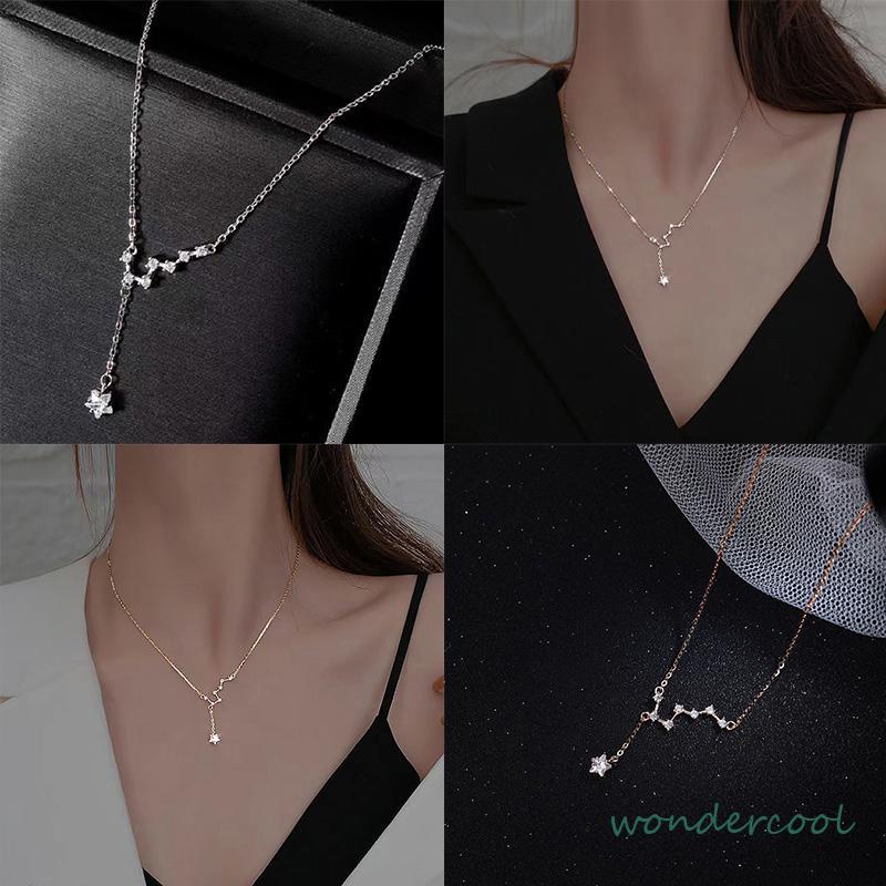 Big Dipper Wanita Trendy Temperamen Cahaya Mewah Desain Niche Rumbai Kalung Indah Sederhana-Won