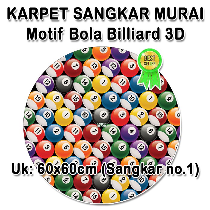 Karpet Motif BOLA BILLIARD 3D - Sangkar Bulat Murai - Kacer - C.ijo