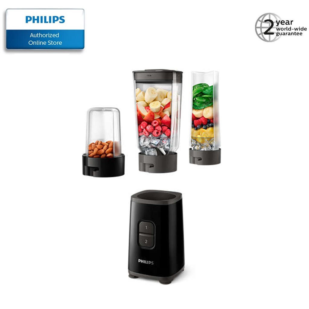 PHILIPS Mini Blender Plastik 0.6L HR2603 / Garansi Resmi - Hitam HR 2603