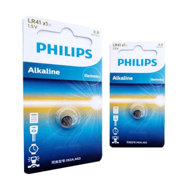 PHILIPS LR41 LR 41 BATTERY LR41 ORIGINAL PHILIPS AG3 392A BATRE
