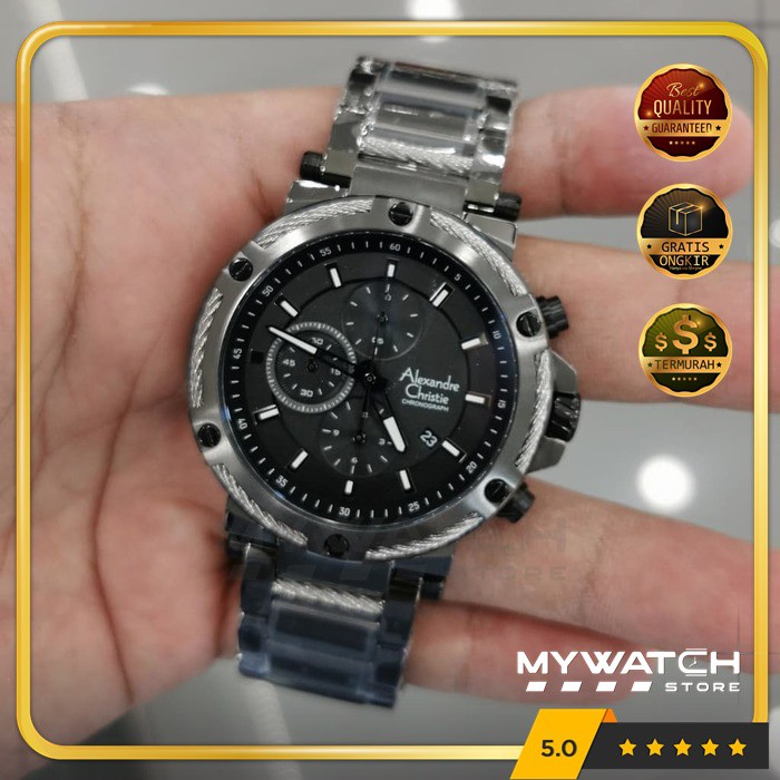 Alexandre Christie AC 6561 Pria Jam Tangan Alexander Original AC6561 Black Grey