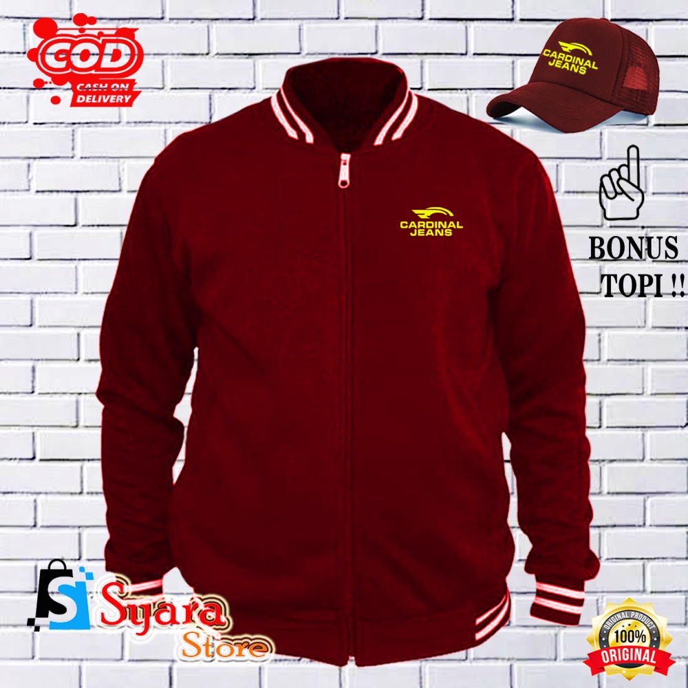 Syara Store / BONUS TOPI.. Jaket Varsity Baseball Cardinal Jeans Kuning/ Jaket Distro Varsity / Jake