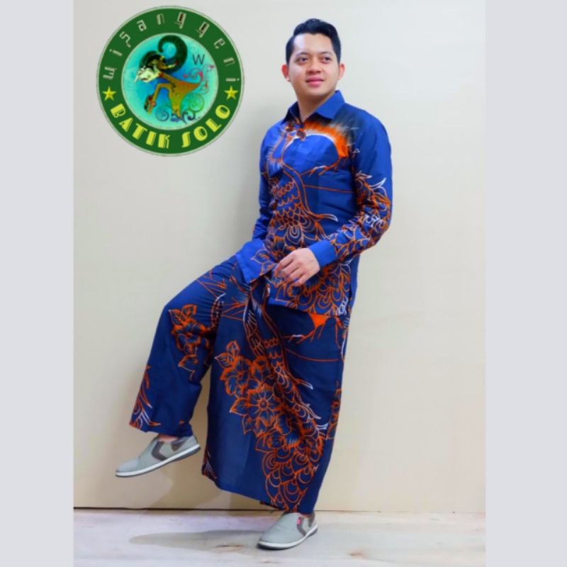 Setelan Sarung Celana Pria Dewasa Kemeja Batik Lengan Panjang Pendek Baju Cowok Modern Kekinian Lapi