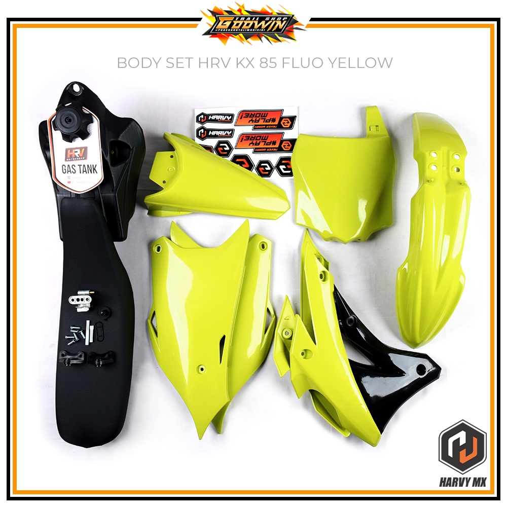 Body Trail Set Bodyset Cover Tangki Spakbor Depan Belakang HRV KX 85 2019 Assy Deltabox Hijau hitam