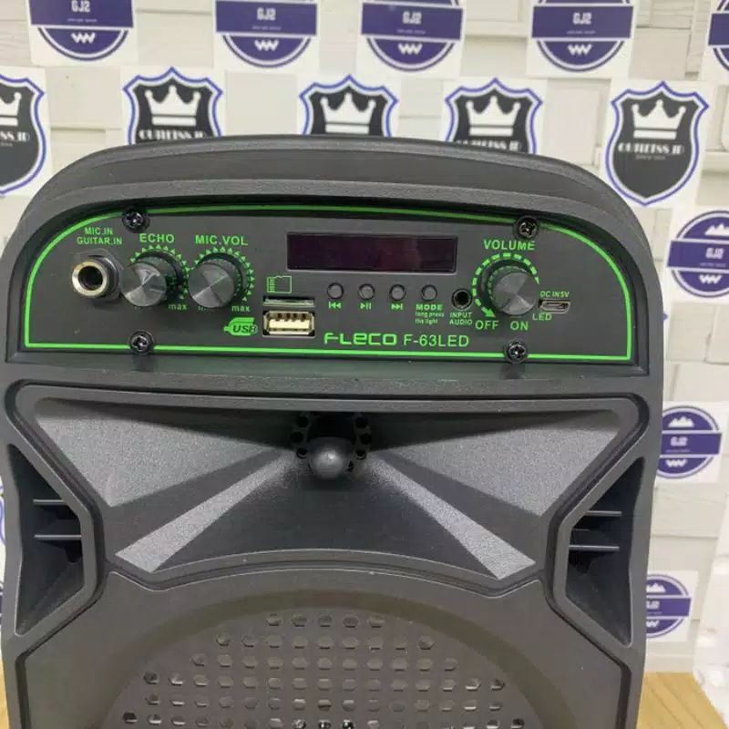 Speaker Bluetooth Portable Fleco F-63LED 6.5&quot; Free Mic