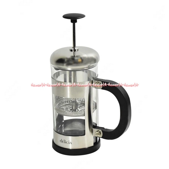 Delicia French Press 1Liter Silver Alat Teko Kopi Seduh Coffee Alat Press Kopi Deliccia Penyaring Saringan Kopi