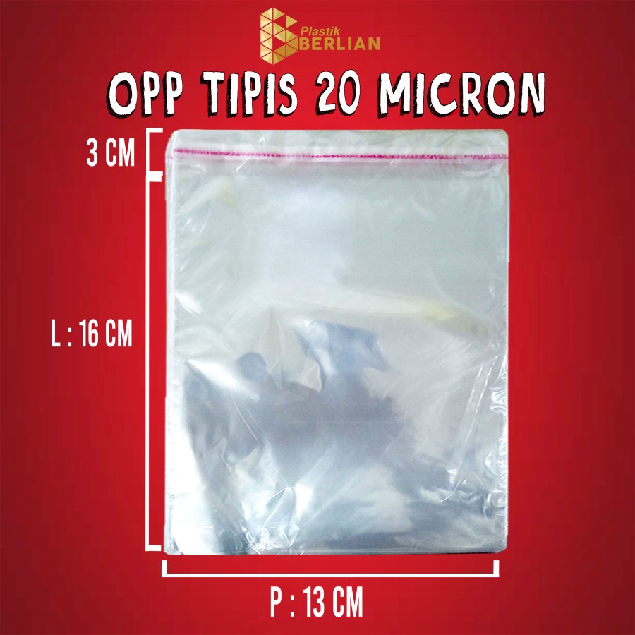 

13 x 16 cm Plastik OPP TIPIS (100 lbr) (lem/seal)