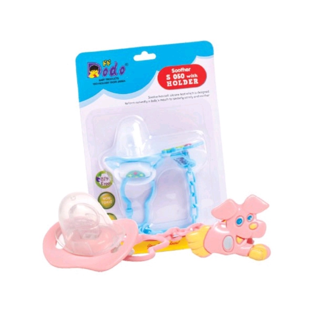 DODO SOOTHER S050 WITH HOLDER / EMPENG BAYI DENGAN RANTAI RATTLE