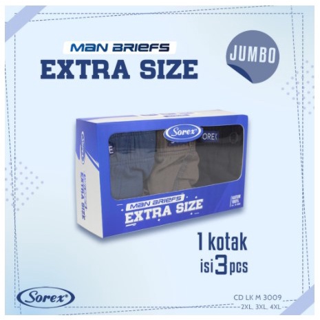 Celana dalam Pria Dewasa Jumbo Sorex M3009 | 3 pcs Celana dalam Pria Jumbo Premium Katun