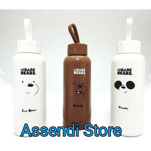 MINISO Botol Kaca We Bare Bears Ice & Grizzly 300 mL