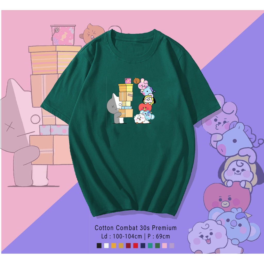 BT21 GIVE   / TERMURAH BAJU KAOS KATUN WANITA/ PRIA UNISEX LENGAN PENDEK / TUMBLR TEE