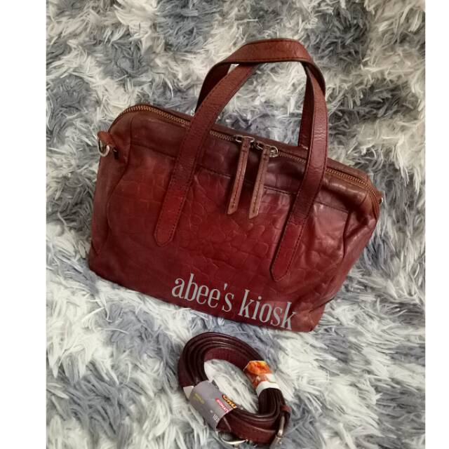 Tas Fossil Original second prleoved sydney satchel croco