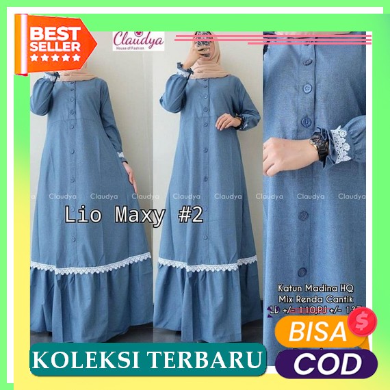 Coa Gamis Midi Hitam Polos Wanita Jumbo Ld 100-110Cm Terbaru 2022 Kekinian Kombinasi Lengan Balon Ke