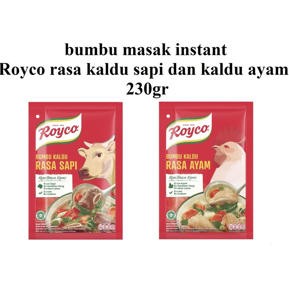 

Bumbu masak instant royco kaldu sapi dan kaldu ayam 230gr