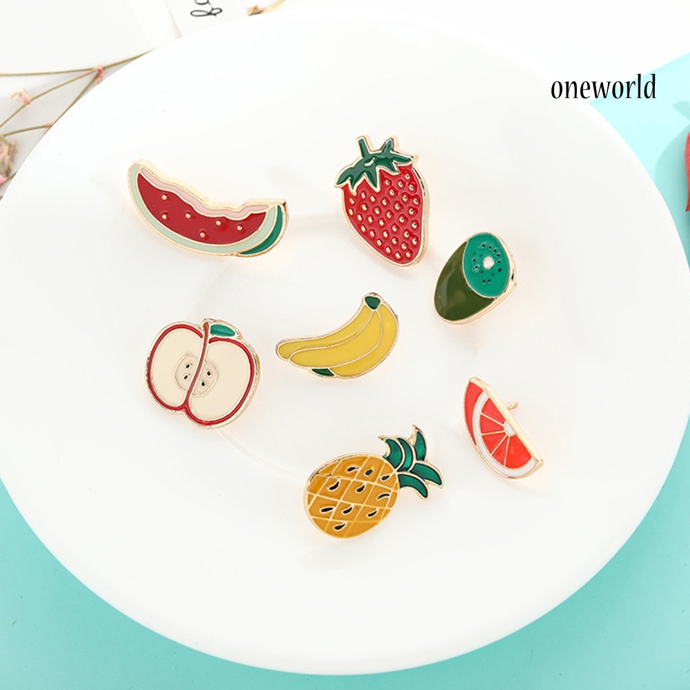 OW@ Cute Cartoon Enamel Mini Fruit Brooch Pin Denim Jacket Shirt Collar Badge Gift