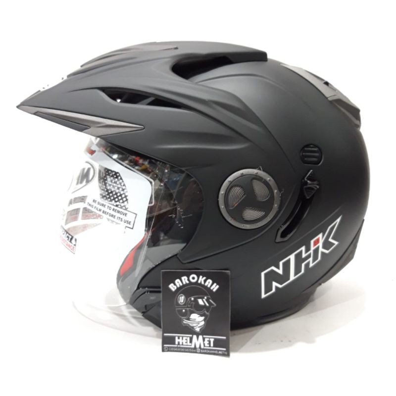Helm nhk aviator hitam doff double visor