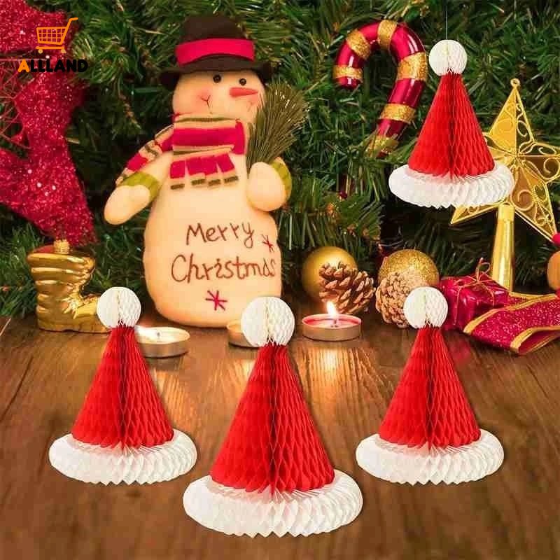 Ornamen Gantung Bentuk Topi Natal Bahan Kertas Handmade DIY Untuk Dekorasi Pesta