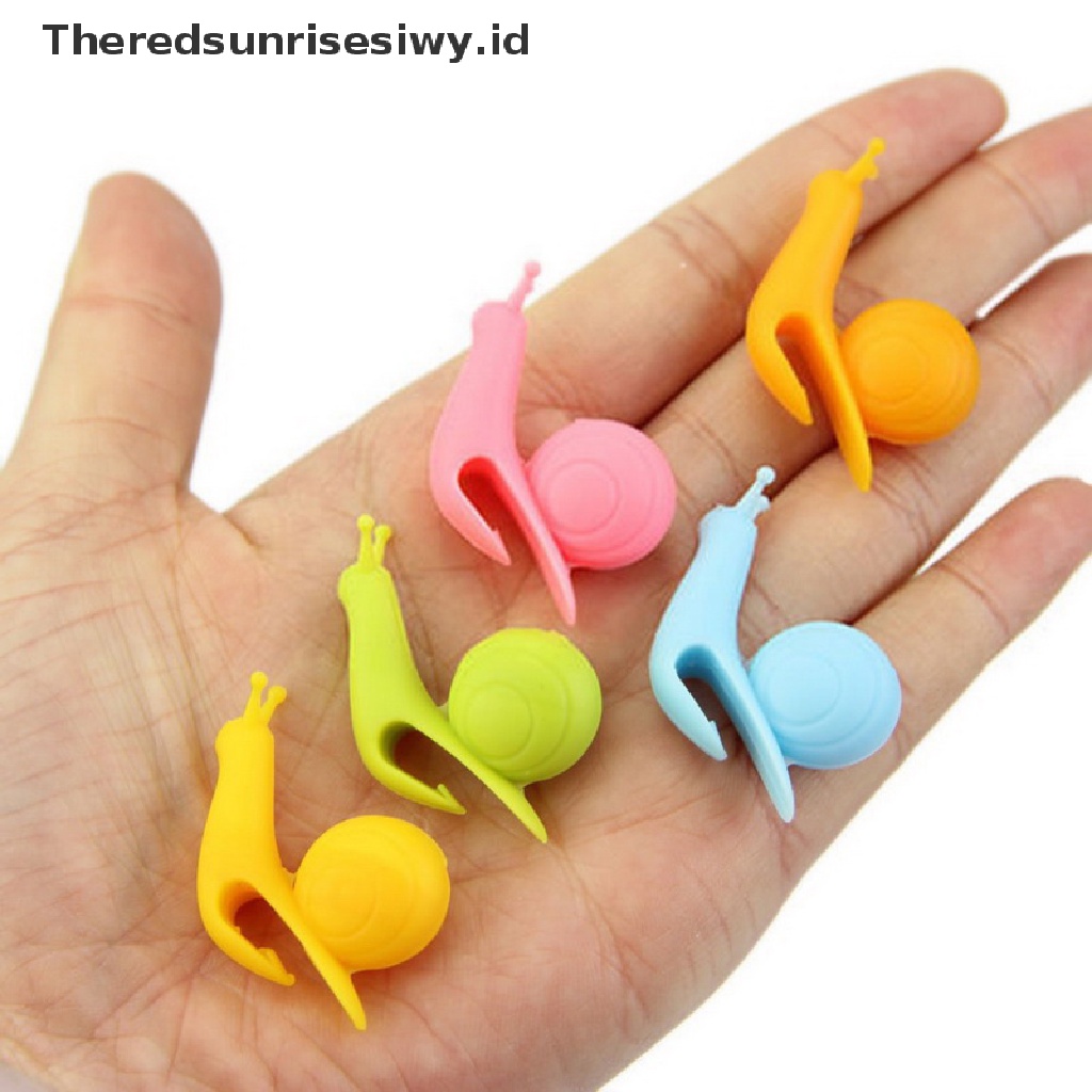 # Alat Rumah Tangga # 5pcs Holder Kantong Teh Bentuk Siput Bahan Silikon Warna Permen