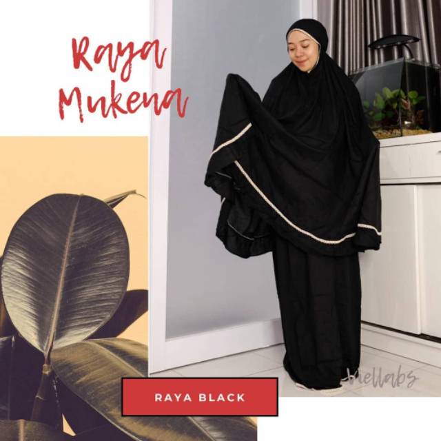 RAYA MUKENA BLACK - MUKENA KATUN RAYON PREMIUM - VIELLABS - RAYON POLOS PREMIUM