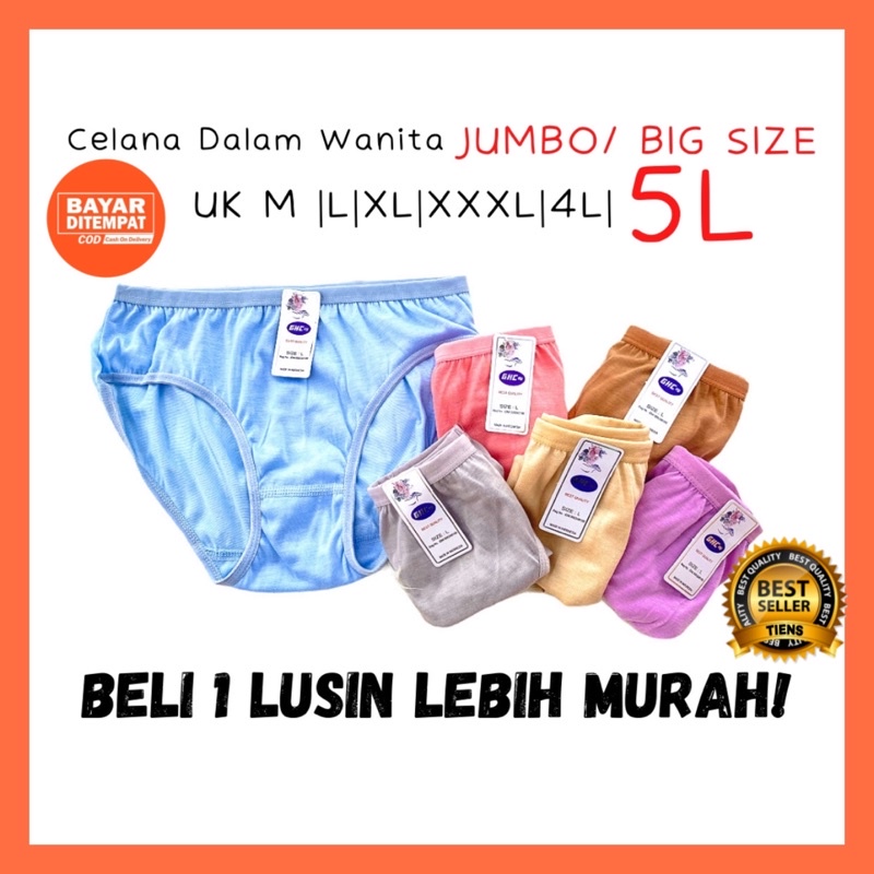 1 Lusin Celana Dalam Wanita Dewasa Jumbo Bigsize Katun Murah GHC M L XL XXL 4L / Pakaian Dalam Wanita CD Celana Dalam Wanita Lusinan Jumbo Celana Dalam Ibu Polos Murah / Cawet Kancut Undies Wanita Dewasa Jumbo GHC / Celana Dalam Bisa Untuk Ibu Hamil